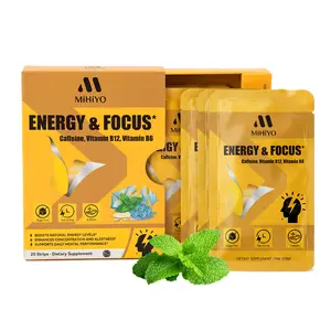 Mihiyo Energy & Focus Supplements Strips by MÍHÍYO | 10mg Caffeine + Vitamin B12 B6 | Sugar-Free Mint Flavor | Supports Concentration & Mental Alertness | Non-GMO & Gluten-Free | 20 Counts Dietary Supplement