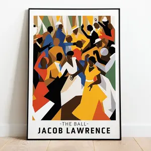 Jacob Lawrence Poster, African American Art, Afro Art, The Ball Art, Harlem Renaissance,  Exhibition Poster, Social Realism