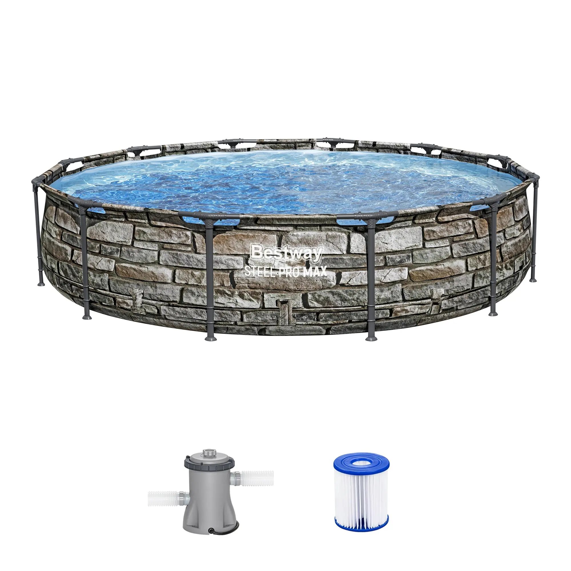Bestway Steel Pro MAX Round Above Ground Pool Set with Filter Pump (12 Ft | 10 Ft | Size & Color Options)