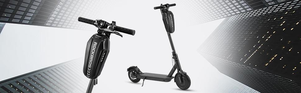 ROCKBROS Scooter Storage Bag, Water Resistant Front Hanging Bag for Xiaomi M365/M365 Pro/Segway ES/Folding Bike, 2L/3L Capacity, PU+EVA Fabric, Reflective Logo Design