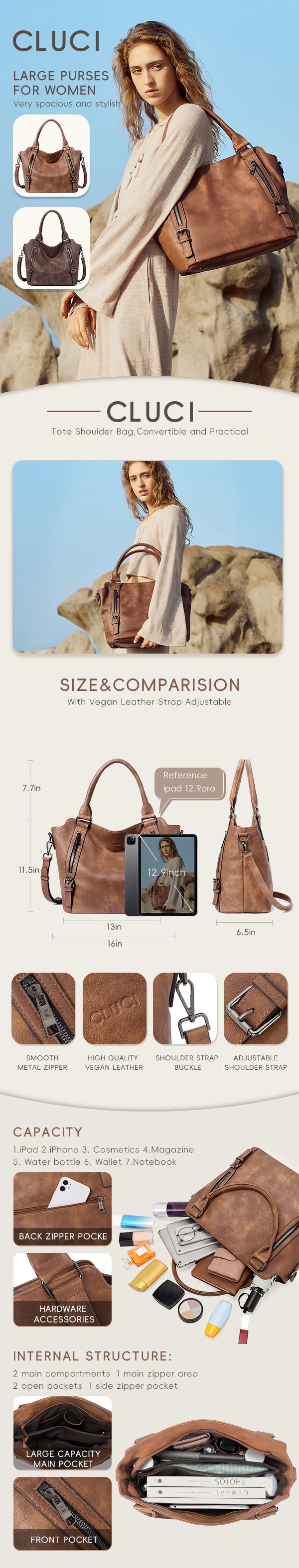 CLUCI TikTokShopSpringGlowUp Winter Laptop Tote Bag Purses for Women Vegan Leather Handbags Tote Purse Shoulder Bag Large Ladies Hobo Bags Gift  Large Capacity Computer Bag for Work Everydag Bag Trendy Versatile Daily Commuting Bag