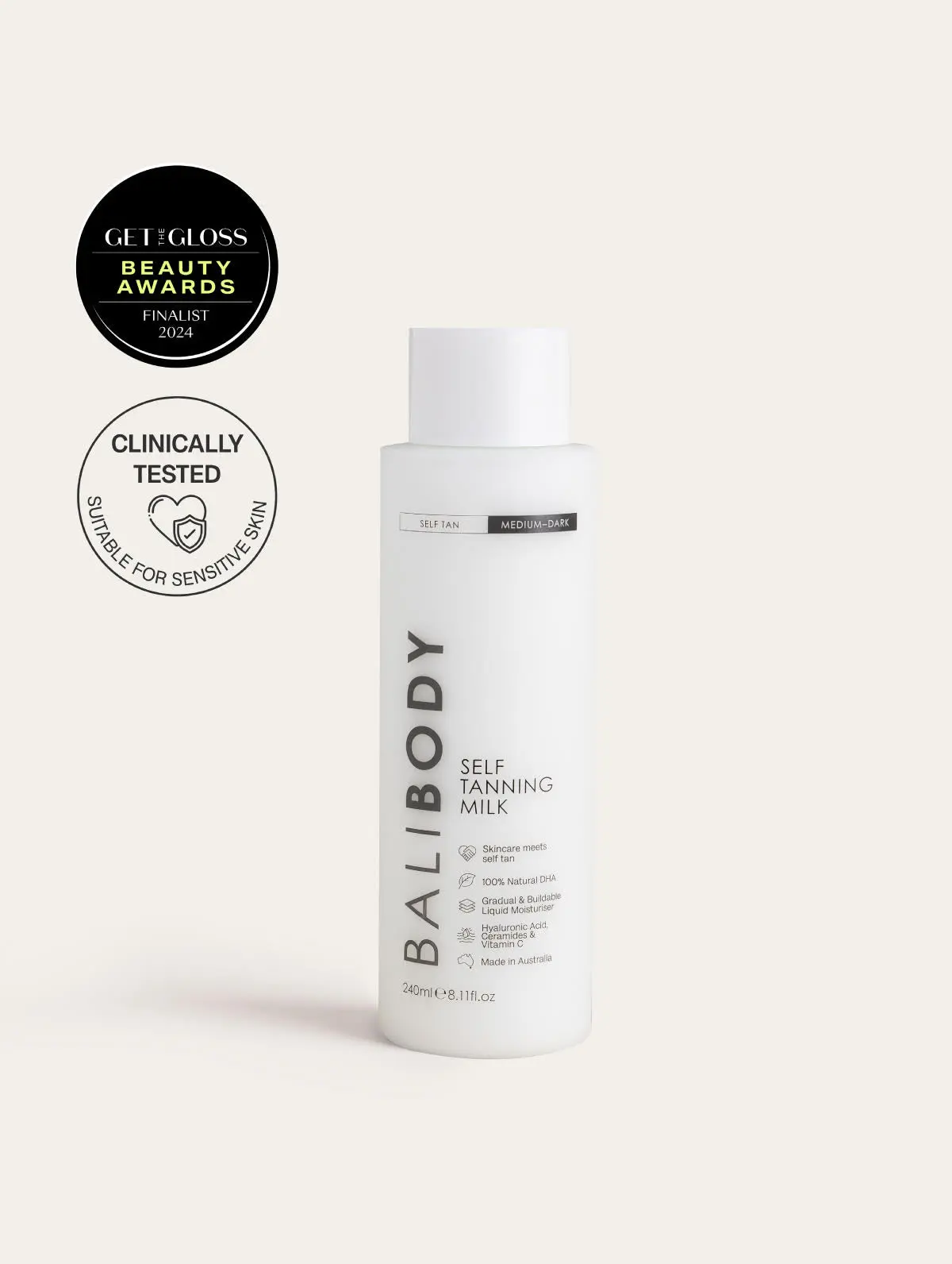 Bali Body | Self Tan Body Milk - Hydrating Self Tanner & Tanning Lotion, Streak-Free Sunless Tan, Colorless & Rinse-Free, Hyaluronic Acid & Ceramides, All Skin Types Including Sensitive Skin