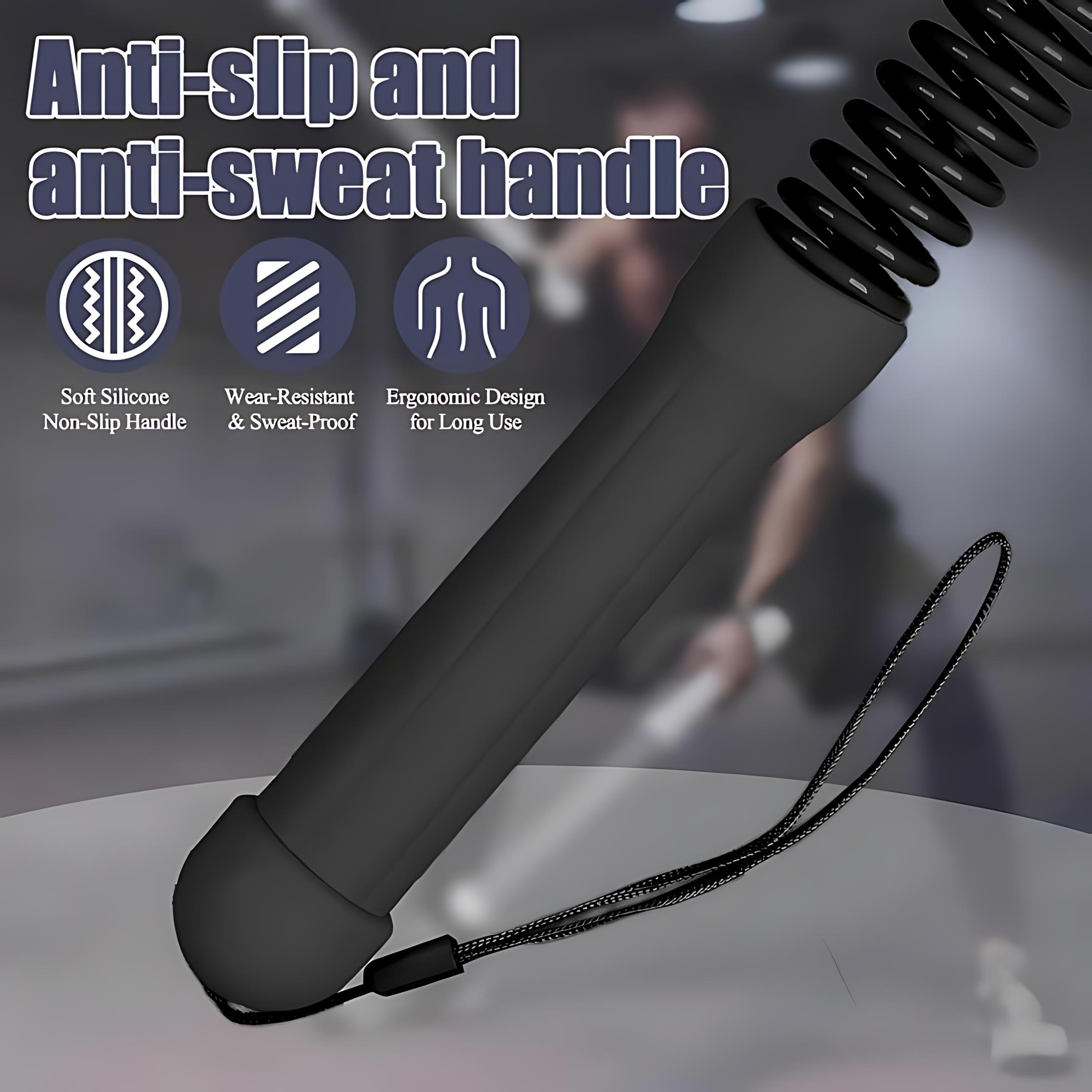 2PCS Weighted Cordless Battle Ropes - Quiet Ropeless Unisex Trainer with Black Stainless Steel Grip Strengthener Stick for Home Full Body Workout, HIIT Cardio