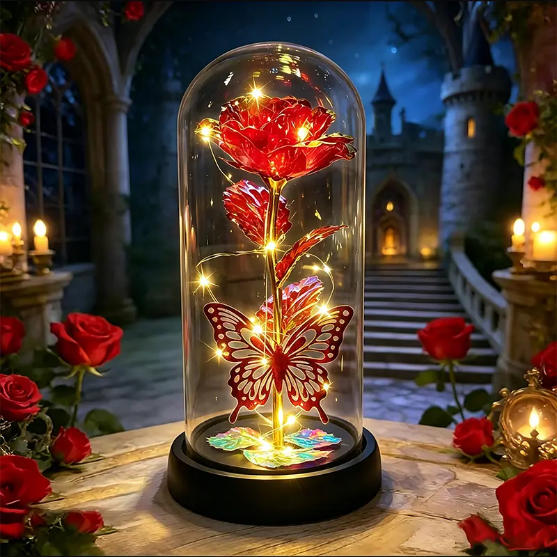 Birthday Rose gifts for Her,Women's history month Flowers gifts for Mom Women Girlfriend,Mother's day gifts for Women,Valentines gifts for wife,Colorful Light Up Rose in A Glass Dome,Anniversary Christmas roses gift for wife daughter