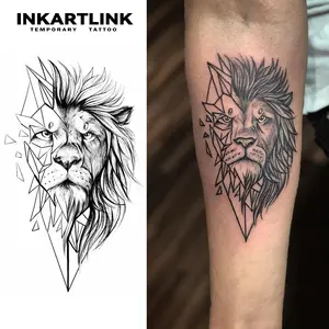 INKARTLINK [2 Sheets] Realistic Lion & Angel Temporary Tattoos, Gothic Skull & Cross Fake Tattoos, Waterproof Minimalist Rose & Butterfly Body Art for Men Women