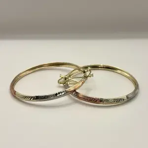 Beautiful 3 tone Gold Plated Hoop Earrings with Elegant Design and Durable Finish