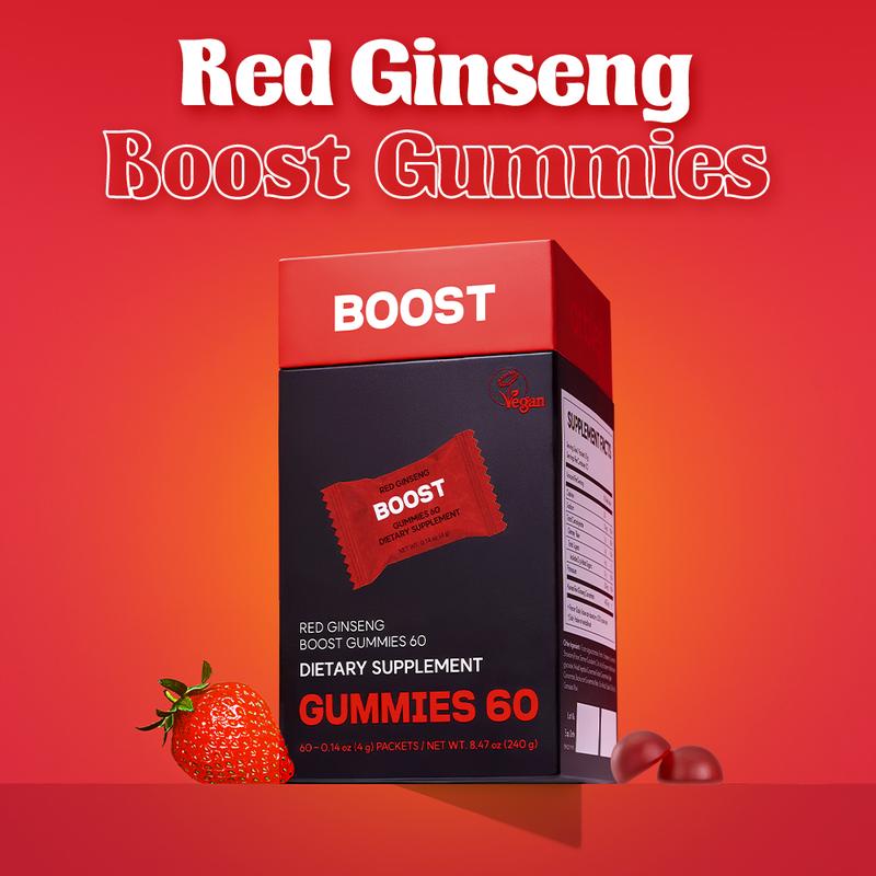 dr.blet Red Ginseng Gummies, 60 packets, Strawberry Flavor, Daily Energy, Immunity & Focus Support, Vitality & Alertness, Natural Wellness Support, Caffeine-Free, Easy Chew, Non-GMO, Gluten-Free, Vegan