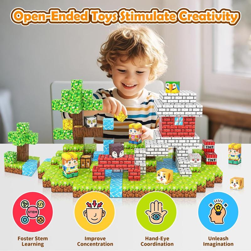 Magnetic Blocks with Drawstring Bag Mine Magnet World Building Toys STEM Montessori Sensory Toys Birthday Couple Christmas Gifts