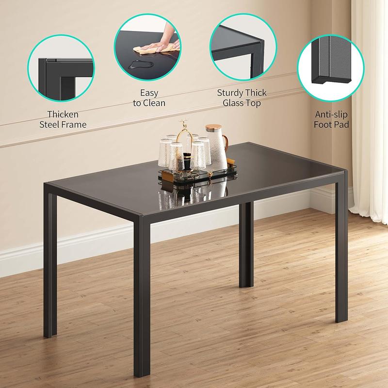 【2 Packages Shipping】GIZOON 3/5/7 Piece Glass Dining Table Set with  PU Leather Chairs Modern Sturdy Iron Frame Easy to Clean for Home Kitchen Living Room