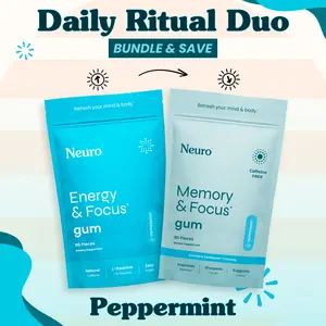 Daily Ritual Duo - 0mg & 40mg Caffeine Gum - Peppermint (2-Bulk Pouches)