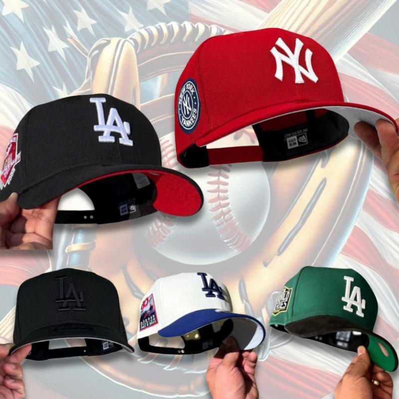 Premium MLB Fitted Caps NY & LA – Flat Brim Baseball Hats in Bold Colours, Clean Logo Embroidery for Modern Street Fashion