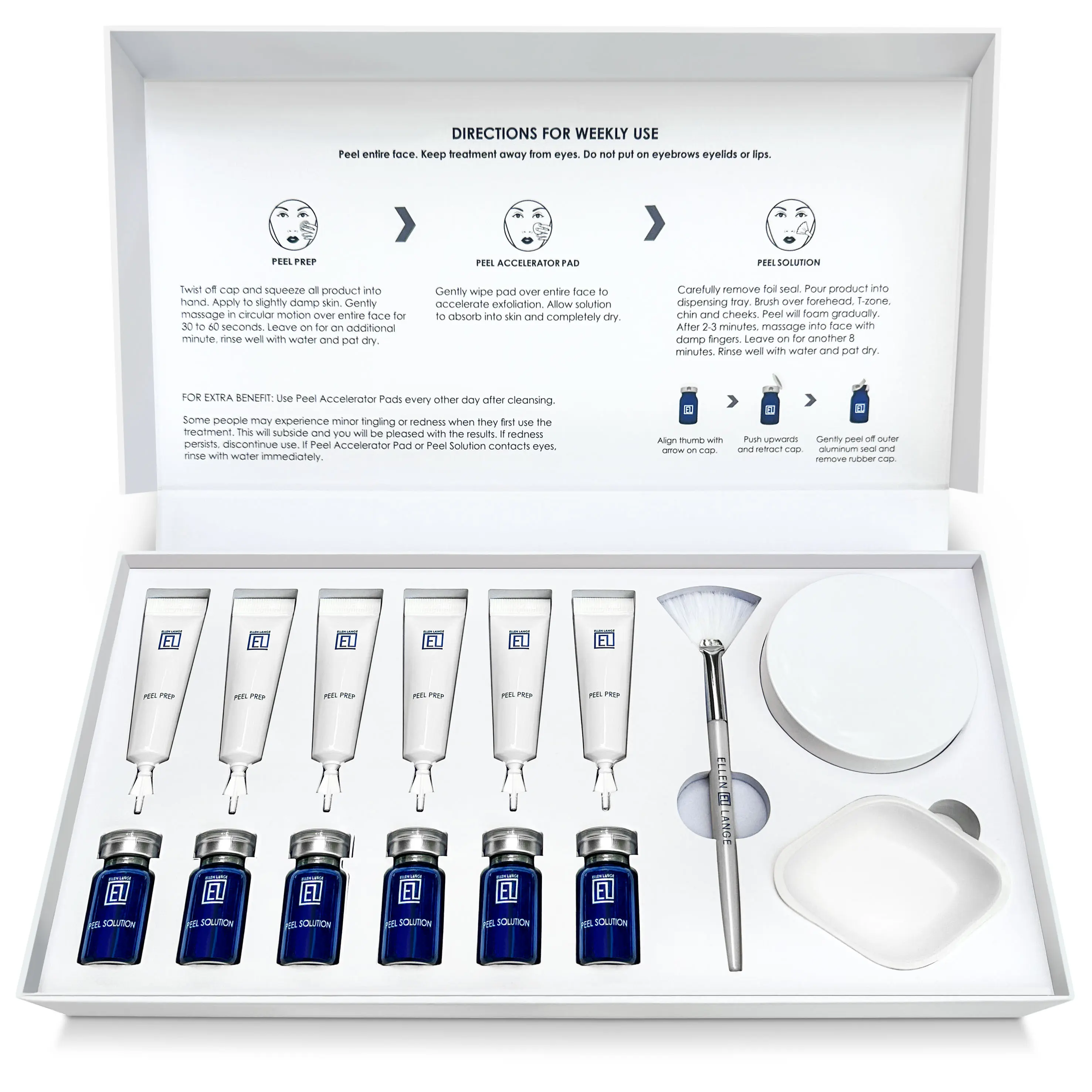 Ellen Lange Retexturizing Peel  Med-Spa Skincare Gentle Glycolic Facial Treatment Kit with Brush