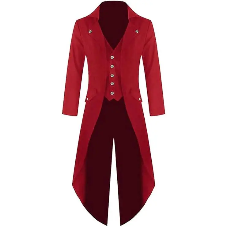 Runcati Men's Gothic Tuxedo Steampunk Jacket Halloween Carnival Costume Cosplay Medieval Dress holiday Trench Coat