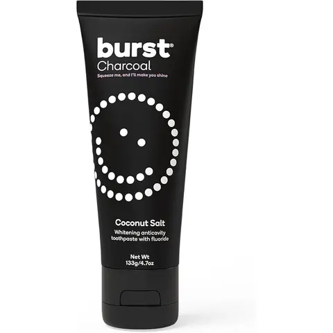 BURST Charcoal Whitening Toothpaste for Adults -For Sensitive Teeth, Cavity Fighting Fluoride & Xylitol, Vegan, Gluten & SLS Free, Coconut Salt Flavor