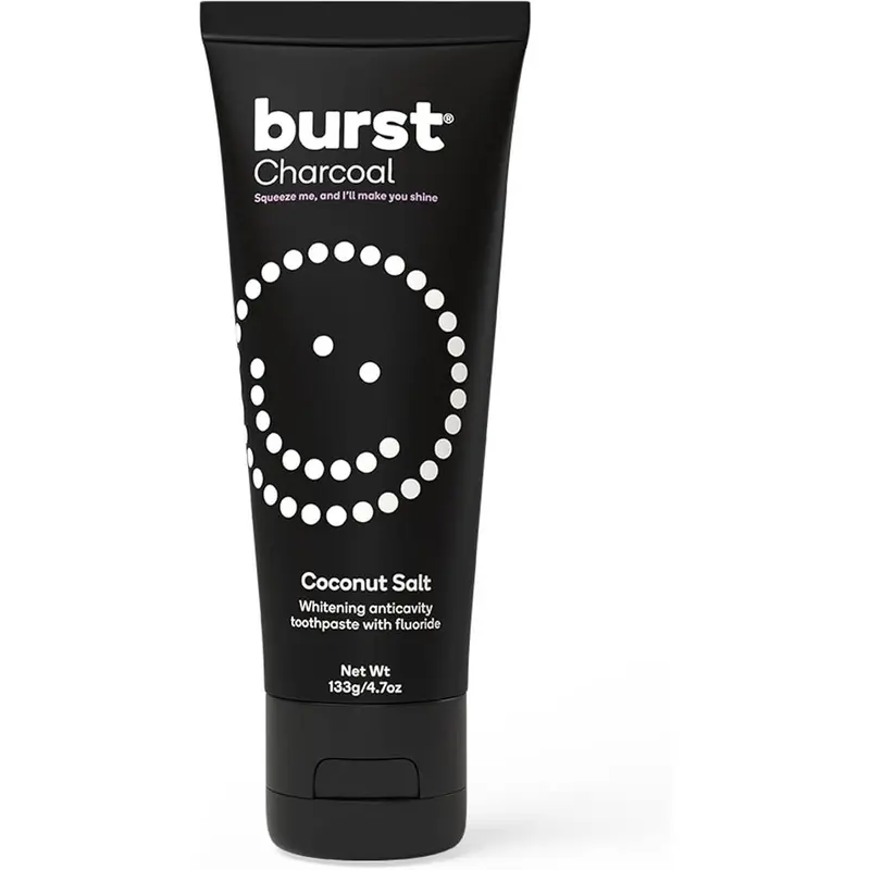 BURST Charcoal Whitening Toothpaste for Adults -For Sensitive Teeth, Cavity Fighting Fluoride & Xylitol, Vegan, Gluten & SLS Free, Coconut Salt Flavor