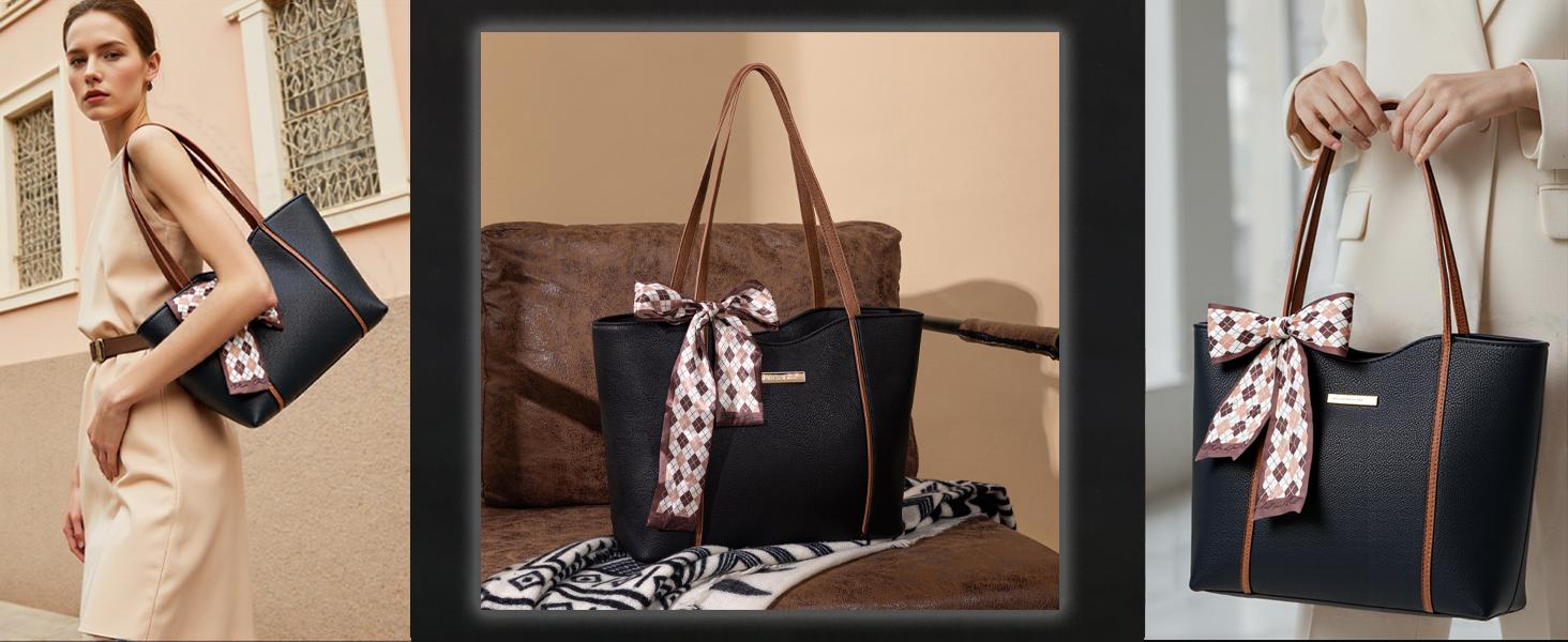 Milan Chiva Tote Bags for Women Medium Top Handle Satchel Purses Designer Shoulder Handbag Hobo Bags with Stylish Bow Accent