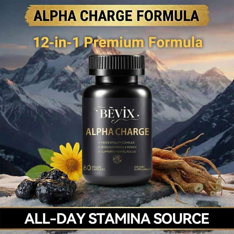 BEVIX Alpha Charge 1000 MG Premium Formula contains 12 herbal ingredients Fitness – Energy, Circulation – 60 Capsules BEVIX Alpha Charge 1000 MG Premium Formula contains 12 herbal ingredients Fitness – Energy, Circulation – 60 Capsules