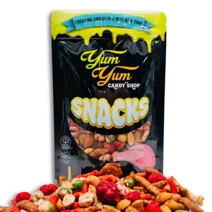 Hot Honey Snack Mix – Sweet & Spicy Pub Blend with Wasabi Peas, Chipotle Peanuts & Churrito Sticks – Resealable 8oz Bag - Yum Yum Candy Shop