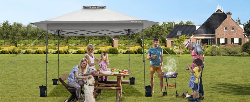VIVOHOME 13 x 13 FT Pop Up Canopy Tent One Push Setup Outdoor Portable Shelter Tent Heavy Duty with Wheel Carry Bag and 4 Sandbags, 169 Square Feet of Shade