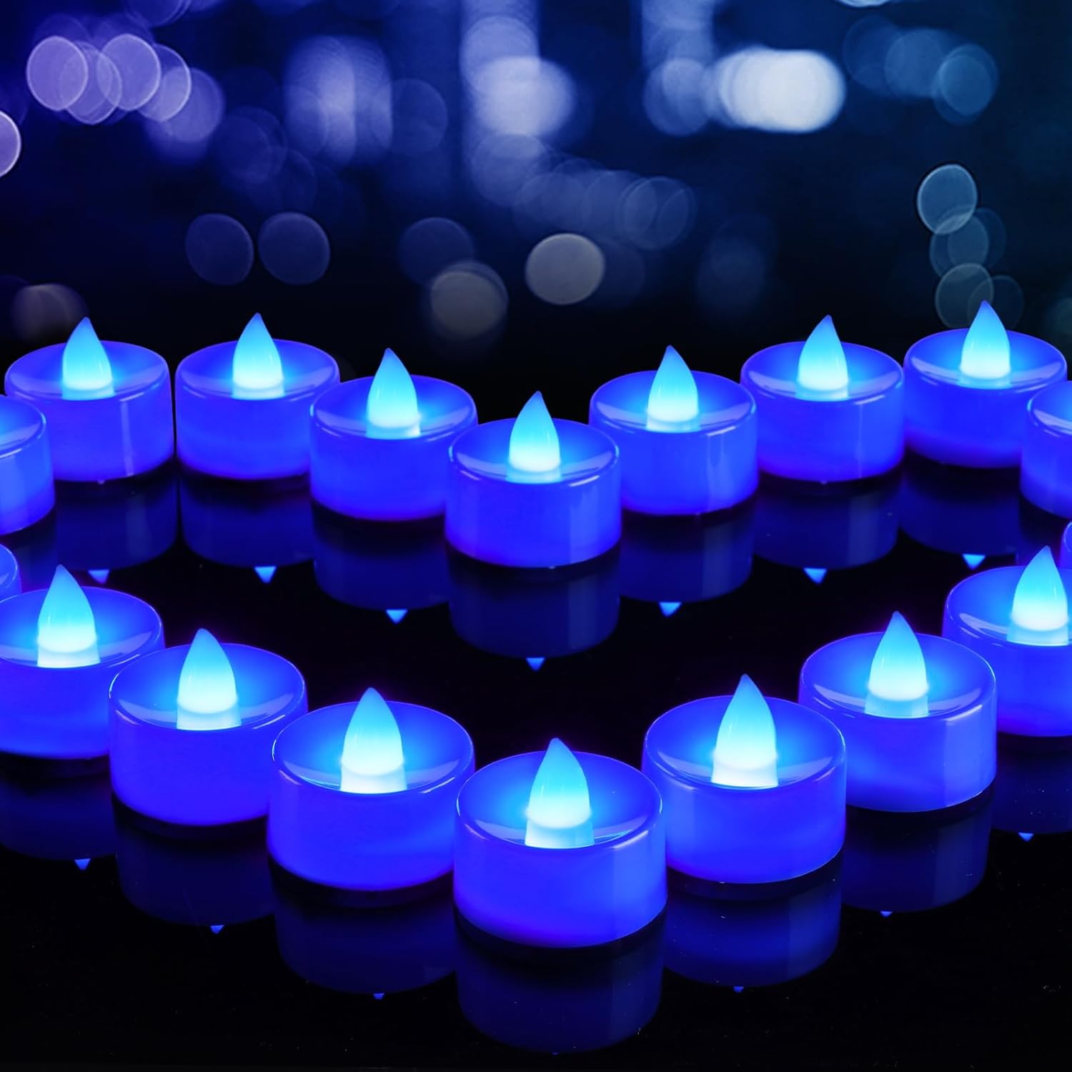 Flameless Candles 24Pack Battery Operated LED Tea Lights Flickering Blue Tealights for Halloween Christmas Wedding Safe 200 Hours Battery Included Flameless Candles 24Pack Battery Operated LED Tea Lights Flickering Blue Tealights for Halloween Christmas Wedding Safe 200 Hours Battery Included