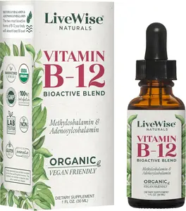 LiveWise Naturals Vitamin B12 Liquid Drops – Energy, Metabolism & Nerve Support Bioactive B12 Sublingual Non-GMO Unflavored or Orange Flavor