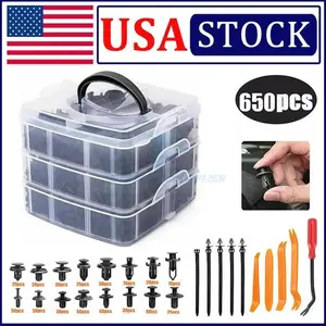 650Pcs Car Retainer Auto Fasteners Push Trim Plastic Clips Pin Rivet Bumper Kit