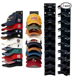 Hat Organizer for Baseball Caps, Super Strong Hat Rack for Baseball Caps, Hat Hanger Holder Display for Door Closet, No Drilling Minimalist Hat Organizer Display for Home Decor Wall-Mounted Multi-Hat Organizer  Multilayer (Black) Dual
