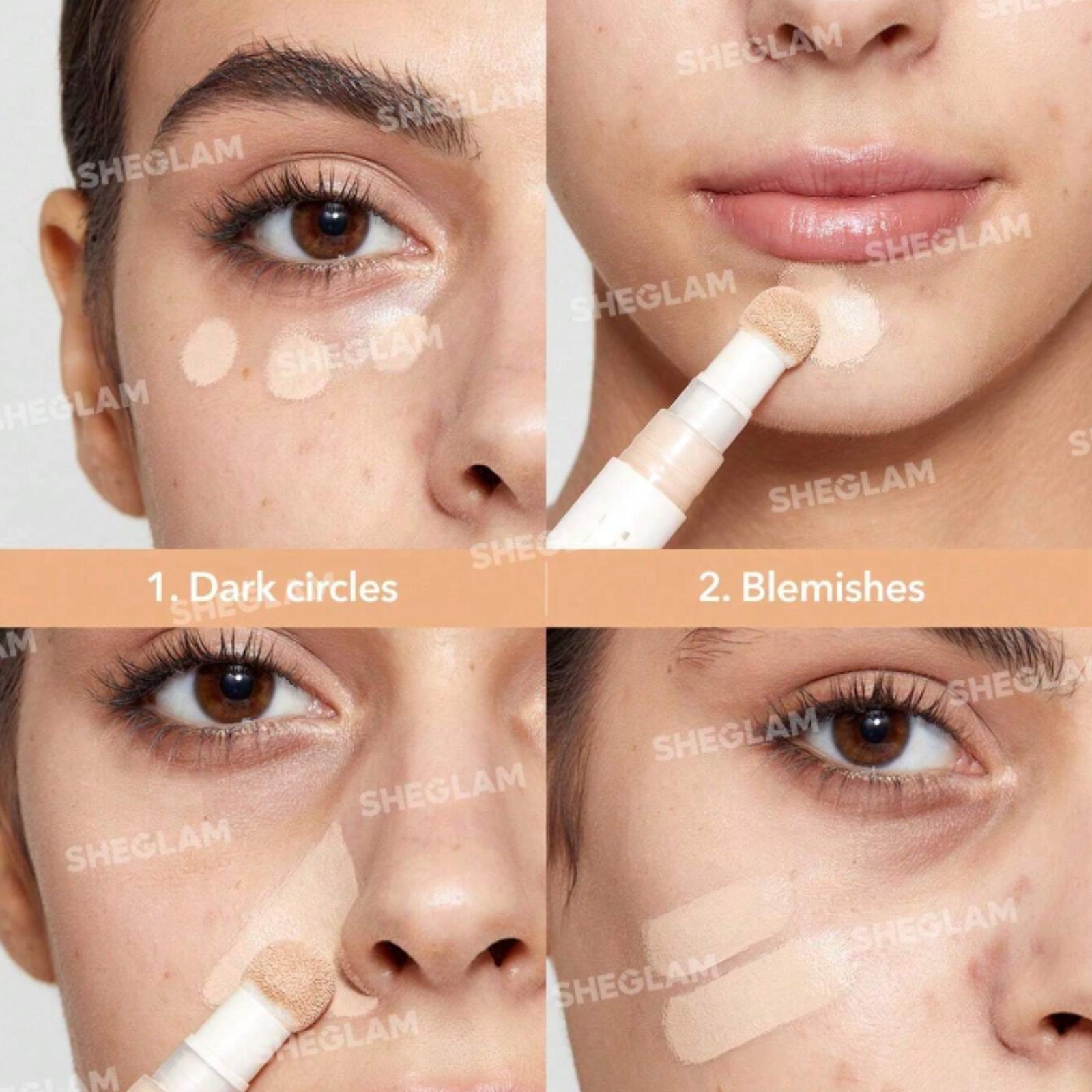 SHEGLAM Complexion Boost Concealer-Earth Sponge-Head Applicator Matte Liquid Concealer Long Lasting for Makeup - Cosmetic