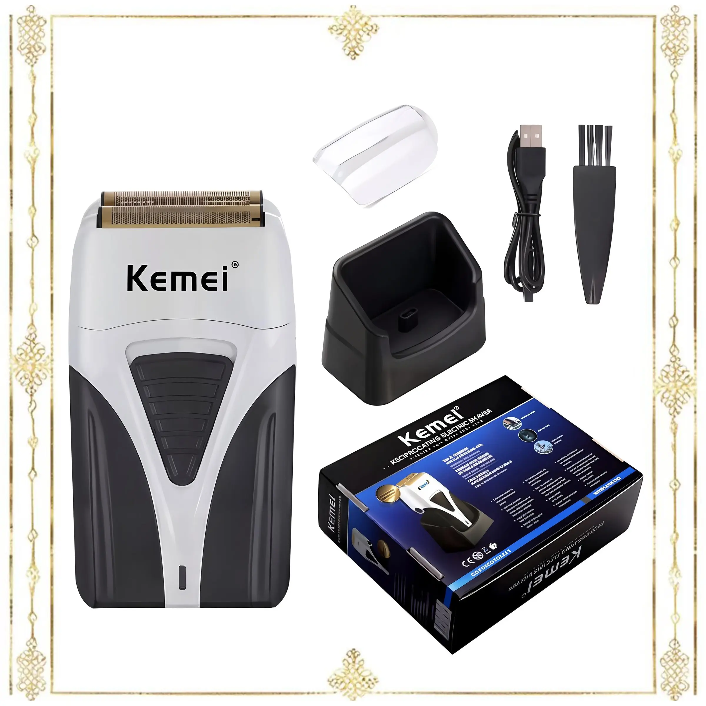 Kemei Electric Hair Trimmer, 1 Box USB Rechargeable Hair Clipper, Professional Hair Trimmer for Men, Barber, Barbershop Supplies, Cordless Hair Trimmer