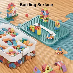 Stackable Kids' Building Block Storage Box, Transparent Plastic Box with Lid and Adjustable for Neat Organization. Perfect Gift for Kids Toy Organization Organiser
