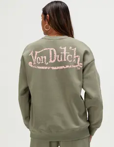VON DUTCH Embroidered Womens Crewneck Sweatshirt