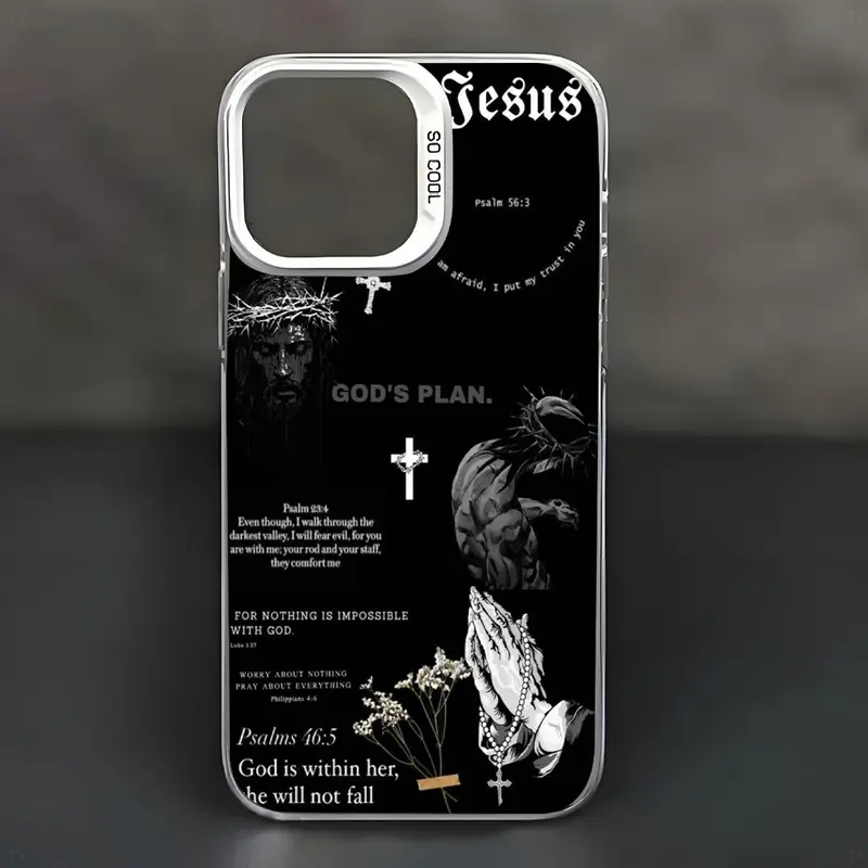 Multi-color Faith Jesus Cross Pattern Mobile Phone Case for iPhone17 16 15 14 13 12 11 Pro Max Plus Luxury Shockproof Protection Back Cover