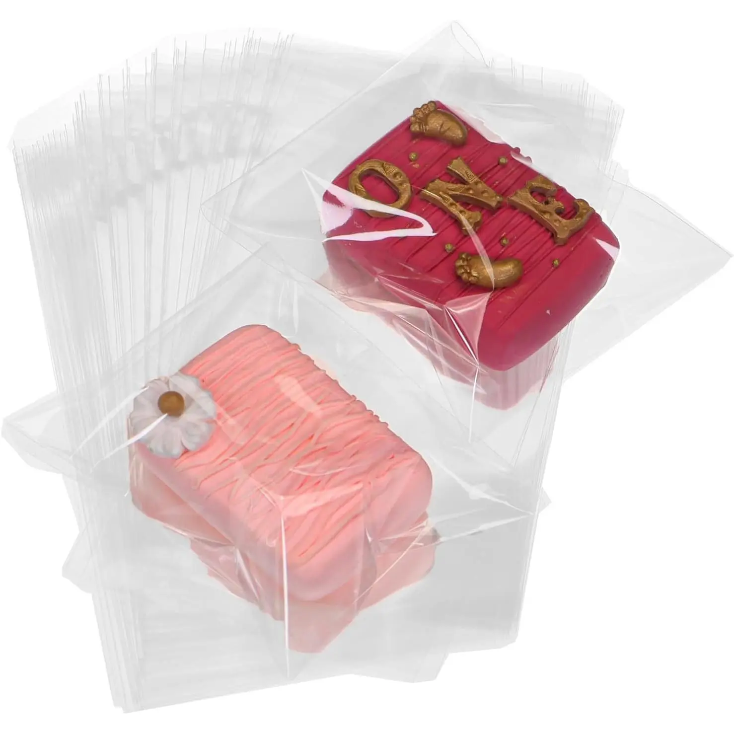 100 count 4 x 6 Inch Clear Cellophane Bags for Cookies, Rice Krispie , Macarons, Brownies, Soap,  Truffles, Candy - Ideal for Wedding & Birthday Party Favors