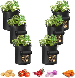 Garden Potato Grow Bags 10 Gallon Planting Bags Potato Planters with Flap and Handles Aeration Fabric Pots Heavy Duty