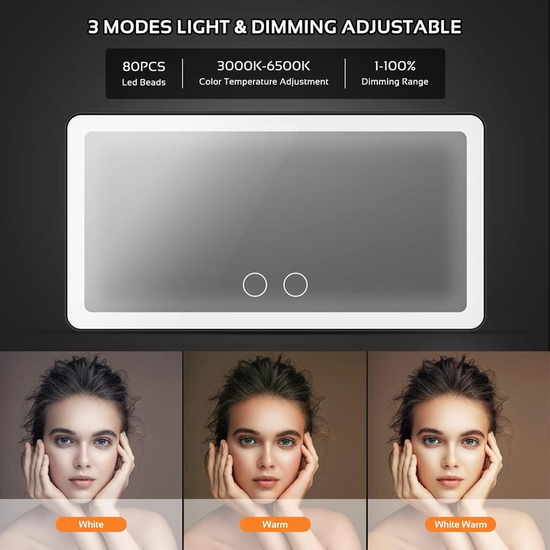 Car Sun Visor Vanity Mirror Rechargeable Adjustable with 3 Light Modes & 60 LEDs for Car Truck SUV Rear View with Dimmable Touch Screen,Car Mirror as Gifts, Car Interior Accessories, Gift for Girls, Mums, Girlfriend, FathersDayGift