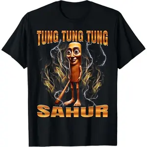 Vintage Italian Brainrot Tung Tung Tung Sahur T Shirt Unisex S 5XL Trending Birthday Gift
