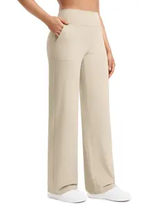 POSHDIVAH Yoga Pants for Women 31" High Waist Wide Leg Pants with Pockets Stretch Dress Casual Lounge Sweatpants