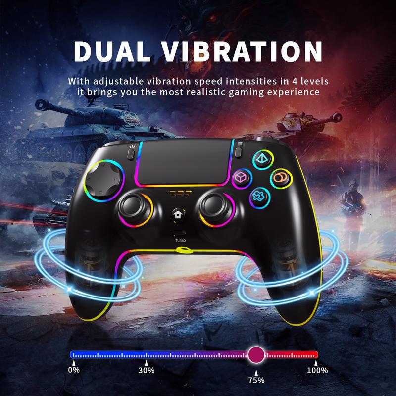 Wireless RGB PS-5 Hall Controller for PS5 & PC with Hall Effect Sticks No Drift Programmable Back Buttons Turbo 6 Axis Gyro Dual Vibration & Touchpad