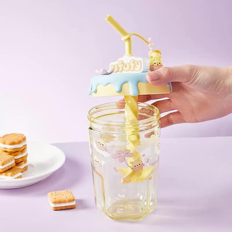 [New Year's gift] MINISO Disney Ufufy Flower Series Stirring Straw Cup 560mL Winnie the Pooh