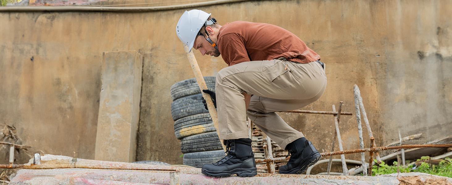 NORTIV8 TROOPER-STEEL Men's Ankle Work Boots - Steel Toe Cap & Textured Rubber Outsole for Anti-Impact & Reliable Grip Boy Walking Shoes Footwear Comfort