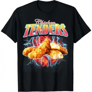 100% Cotton Bootleg Rap Funny Chicken Tenders Vintage 90s Heavy Metal T-Shirt