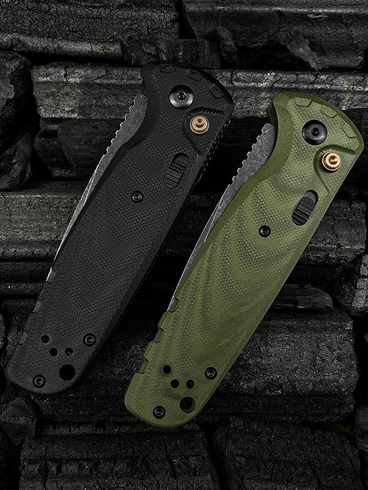 4300BK-02 CLA Folding Pocket Knife 3.4" CPM-MagnaCut Stainless Steel Black DLC Battlewash Plain Blade, G10 Handles with pocket clip Outdoor Hunting Survival knife Hiking self defense tactical knife Camping Fishing Tools EDC Knife