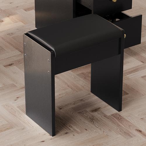 TOKSOM Vanity Desk with Mirror and Replaceable Lamp with 5 Storage Drawers Power Outlet & Chair with RGB Ambient Light Adjustable Brightness for Girls Bedroom Large Corner Desk Vanity Makeup Vanity Desk White Black Valentine's Day Gifts for Women Girls2/3