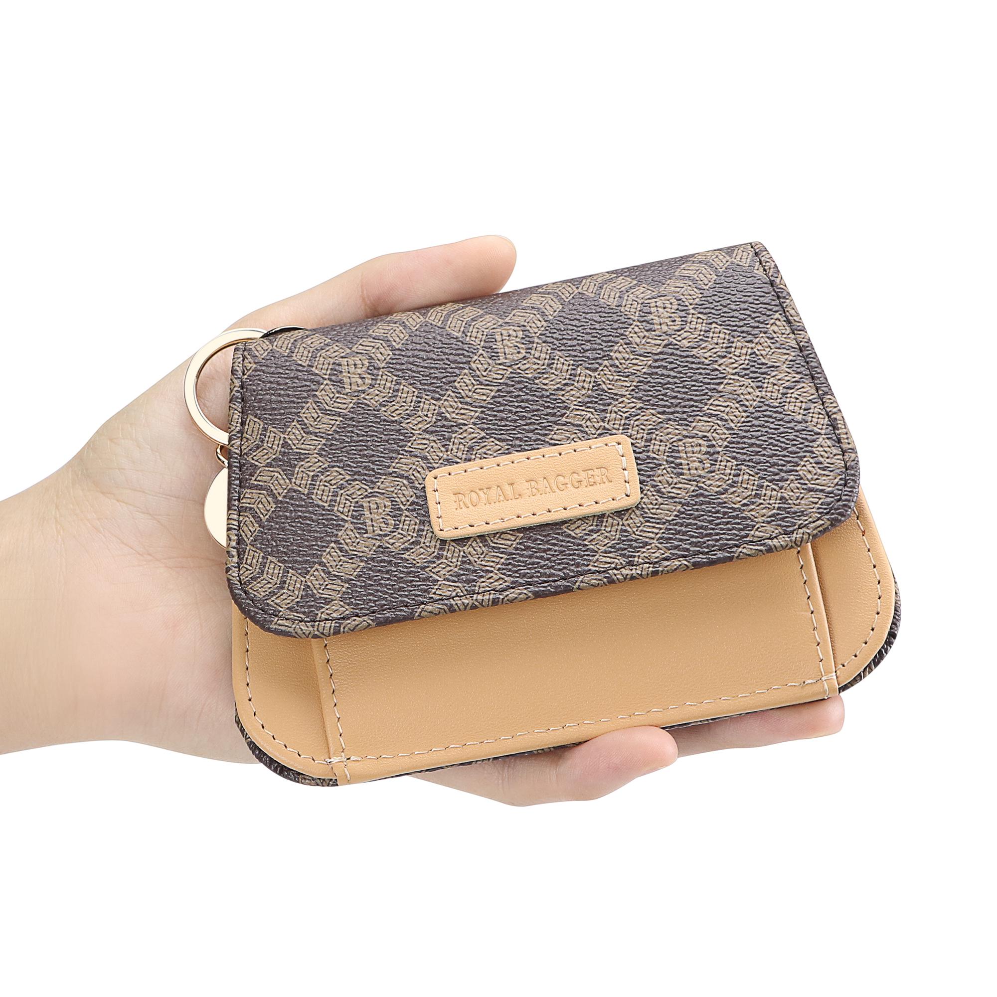 Royal Bagger RFID Short Wallets for Women Genuine Cow Leather Fashion Card Holder with Key Ring Holders Clutch Slim Coin Purse 2443 SpringStatements