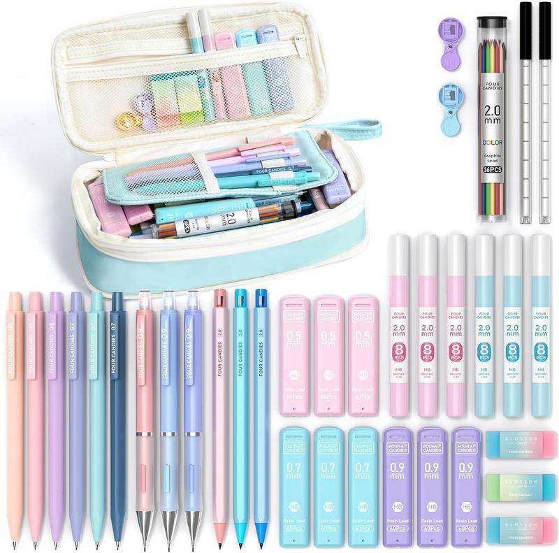 Four Candies 36PCS Aesthetic School Supplies, Mechanical Pencils 0.5mm, 0.7mm, 0.9mm & 2.0mm with 624PCS Lead Refills, Cute Mechanical Pencils for Writing, Drawing & Drafting,girly office supplies,cute school supplies, Stationery Set Student Essentials Four Candies 36PCS Aesthetic School Supplies, Mechanical Pencils 0.5mm, 0.7mm, 0.9mm & 2.0mm with 624PCS Lead Refills, Cute Mechanical Pencils for Writing, Drawing & Drafting,girly office supplies,cute school supplies, Stationery Set Student Essentials