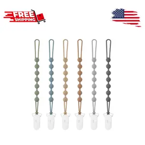 6 Pack Silicone Pacifier Clip with One-Piece Design