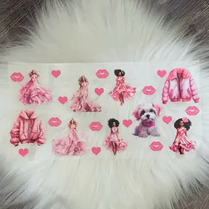 Pink Girly- UVDTF Wrap 16oz Cup Wrap Decorative Stickers Waterproof