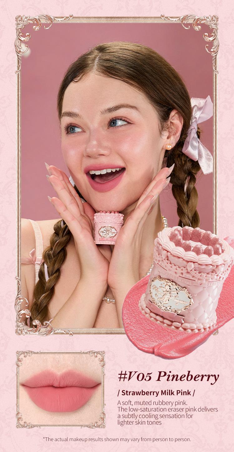 Flower Knows Strawberry Cupid Collection Cake Lip Cream, Smooth Matte Lip Cream, Long Lasting, Non-Stick Cup Lip Clay, Smudge Proof, High Pigment, Moisturizing, Summer Makeup Gift, Makeup Beauty Cosmetics