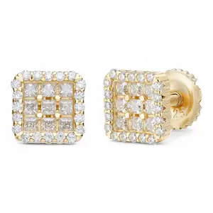 MOISSANITE Northern Ice Cartel Iced Out Earrings - 14k Gold Vermeil 925 Silver - 7mm