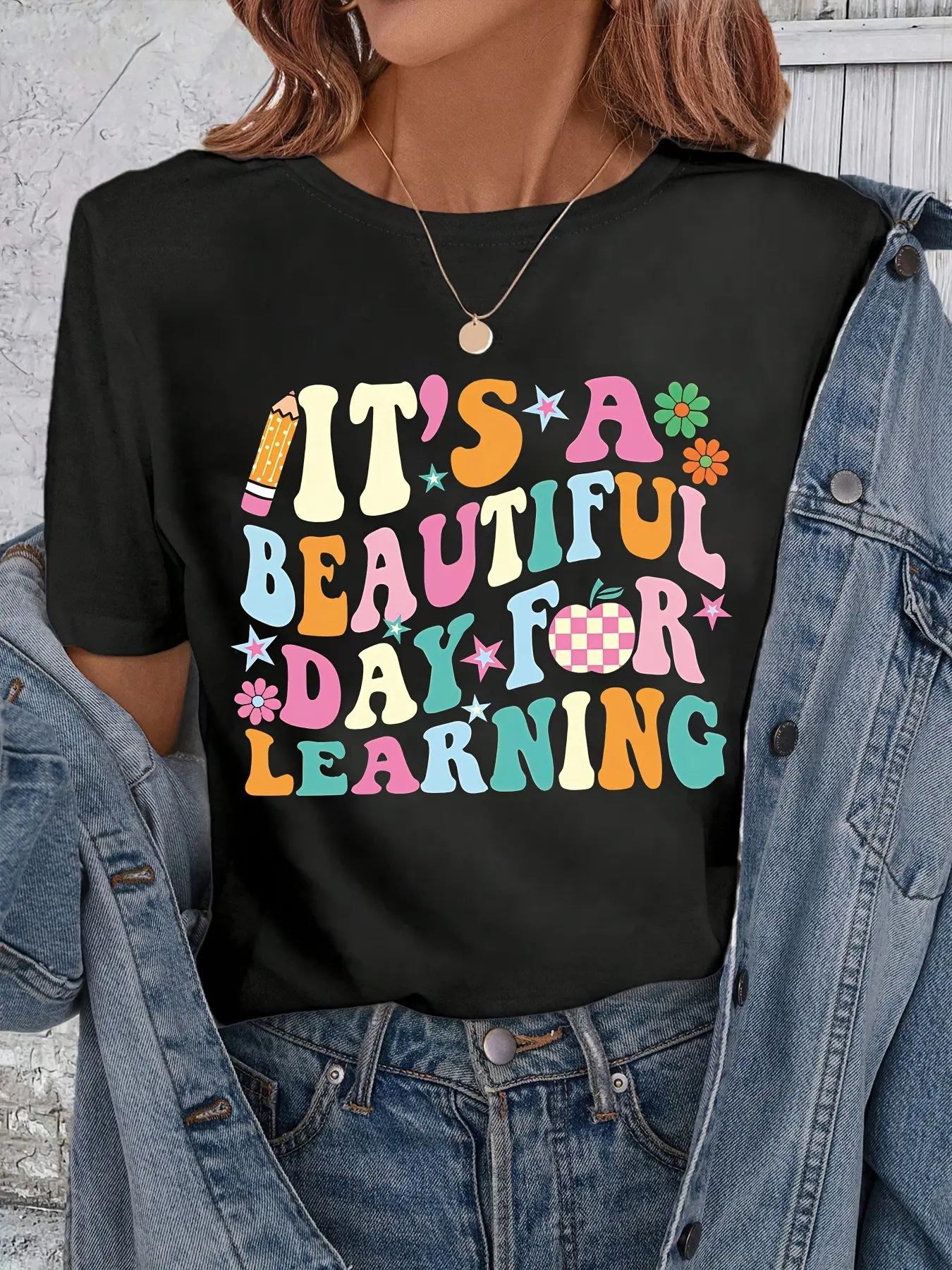 Back-To- Printed T-Shirt, Round-Neck T-Shirt, Casual T-Shirt